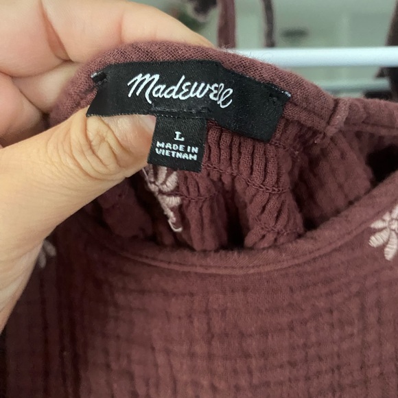 Madewell Embroidered Lightspun Peplum Open-Back Top Sz-Lrg - Picture 11 of 13